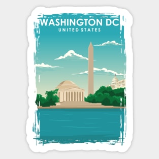 Washington DC Vintage Minimal Retro Travel Poster Sticker